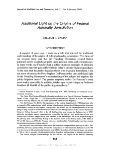 Additional Light on the Origins of Federal Admiralty Jurisdiction