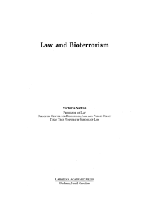 Law and Bioterrorism Victoria Sutton