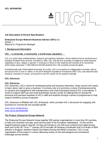 UCL ADVANCES Job Description &amp; Person Specification: