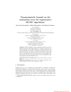 Nonasymptotic bounds on the estimation error for regenerative MCMC algorithms ∗