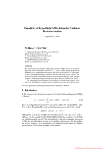 Ergodicity of hypoelliptic SDEs driven by fractional Brownian motion M. Hairer