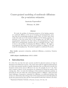Coarse-grained modeling of multiscale diffusions: the p-variation estimates. Anastasia Papavasiliou February 18, 2010