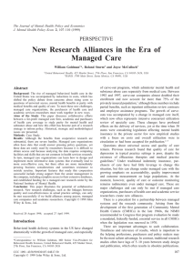New Research Alliances in the Era of Managed Care PERSPECTIVE