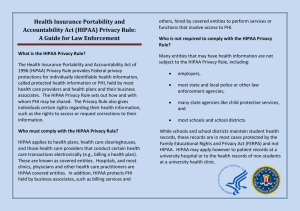 Health Insurance Portability and Accountability Act (HIPAA) Privacy Rule: