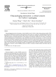 Chip-packaging interaction: a critical concern for Cu/low k packaging Guotao Wang