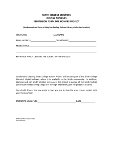 SMITH COLLEGE LIBRARIES DIGITAL ARCHIVES PERMISSION FORM FOR HONORS PROJECT