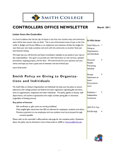CONTROLLERS OFFICE NEWSLETTER March  2011 Letter from the Controller In this issue: