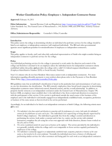 Worker Classification Policy: Employee v. Independent Contractor Status