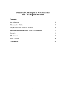 Statistical Challenges in Neuroscience 3rd – 5th September 2014 Contents