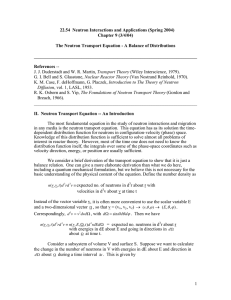 22.54  Neutron Interactions and Applications (Spring 2004)  Chapter 9 (3/4/04)
