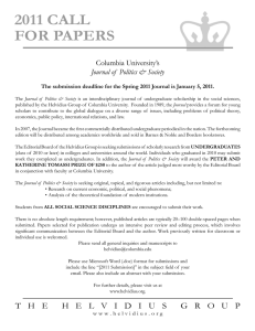 2011 CALL FOR PAPERS Columbia University’s Journal of  Politics &amp; Society