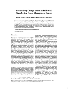 Productivity Change under an Individual Transferable Quota Management System B. E.