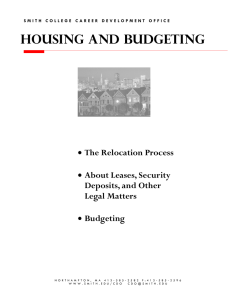 HOUSING AND BUDGETING The Relocation Process  About Leases, Security