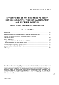 EFFECTIVENESS OF TAX INCENTIVES TO BOOST (RETIREMENT) SAVING: THEORETICAL MOTIVATION