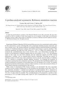 A proline-catalyzed asymmetric Robinson annulation reaction