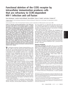 Functional deletion of the CCR5 receptor by intracellular immunization produces cells