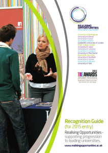 Recognition Guide (for 2015 entry) Realising Opportunities – supporting progression
