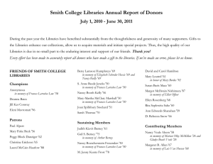 Smith College Libraries Annual Report of Donors  