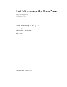 Smith College Alumnae Oral History Project Edith Bershadsky, Class of 1977