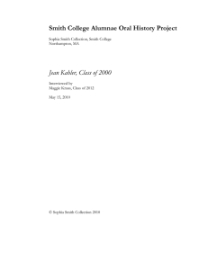 Smith College Alumnae Oral History Project  Jean Kahler, Class of 2000
