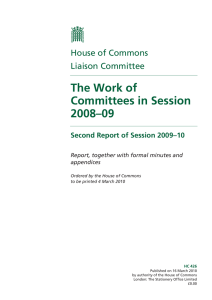 The Work of Committees in Session 2008–09 House of Commons