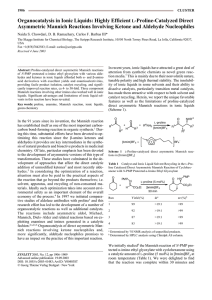 Organocatalysis in Ionic Liquids: Highly Efficient -Proline-Catalyzed Direct