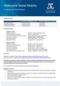Melbourne Global Mobility Exchange and Study Abroad Deadlines 2014