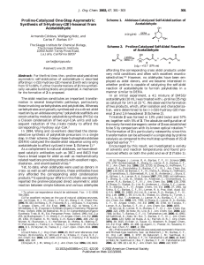 Proline-Catalyzed One-Step Asymmetric E Acetaldehyde Armando Co´rdova, Wolfgang Notz, and