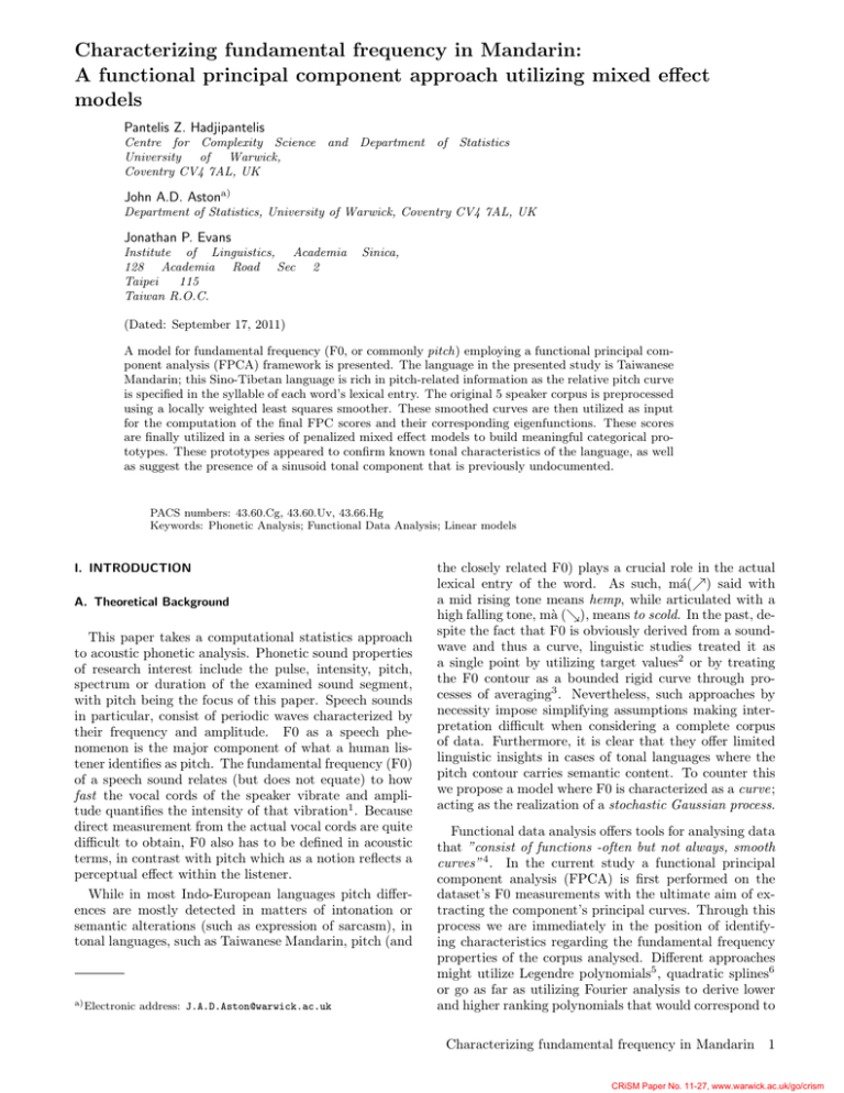 Characterizing Fundamental Frequency In Mandarin 