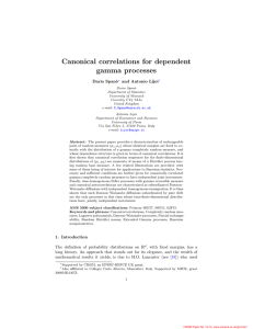 Canonical correlations for dependent gamma processes Dario Span` o