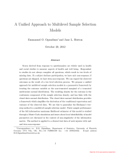 A Unified Approach to Multilevel Sample Selection Models Emmanuel O. Ogundimu