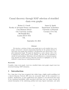 Causal discovery through MAP selection of stratified chain even graphs