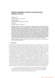 Statistical Modelling of Citation Exchange Among Statistics Journals Cristiano Varin Manuela Cattelan