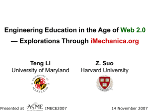 Engineering Education in the Age of — Explorations Through Web 2.0 iMechanica.org