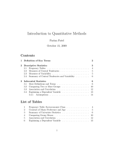 Introduction to Quantitative Methods Contents Parina Patel October 15, 2009