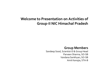 Welcome to Presentation on Activities of Group-II NIC Himachal Pradesh Group Members