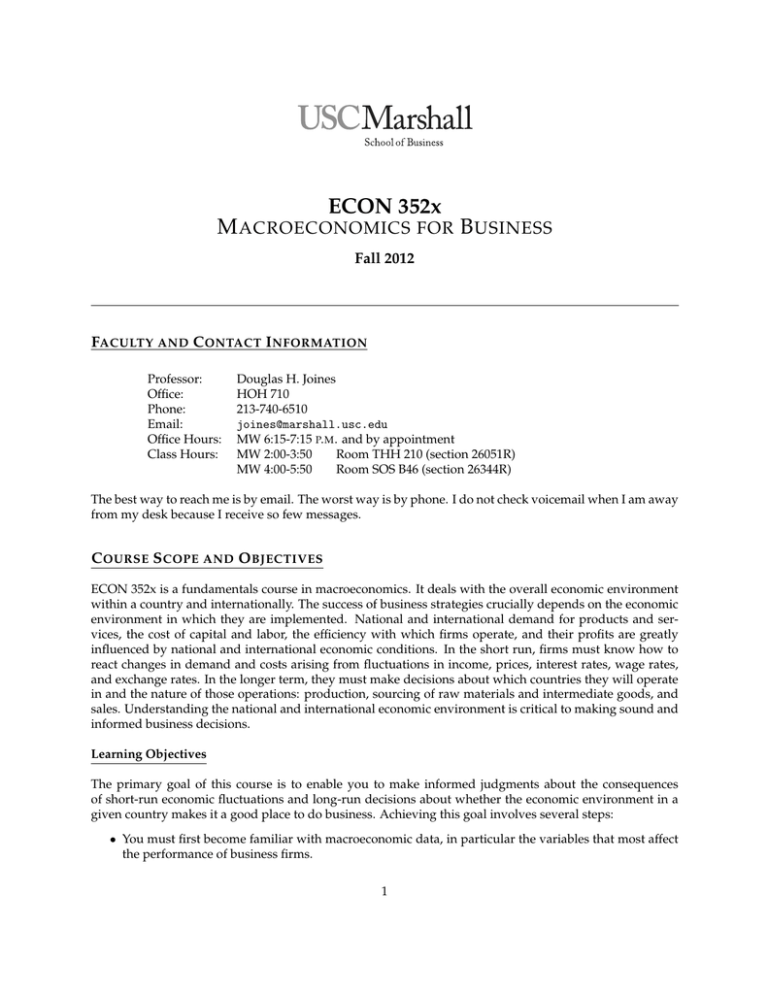 ECON 352x M B ACROECONOMICS FOR