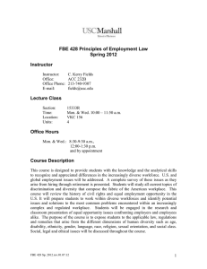 FBE 428 Principles of Employment Law Spring 2012 Instructor