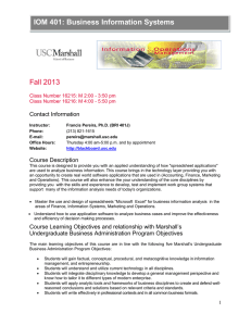 Fall 2013 IOM 401: Business Information Systems