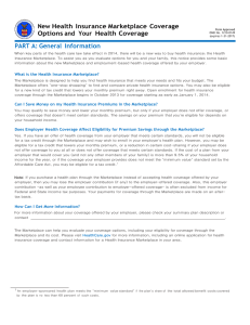 New Health  Insurance Marketplace Coverage PART A: General  Information