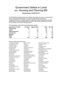 Government Defeat in Lords on  Housing and Planning Bill Wednesday 04/05/2016