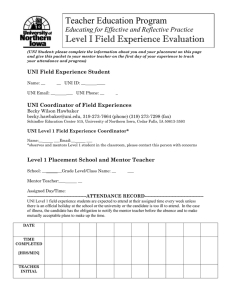 Teacher Education Program Level I Field Experience Evaluation