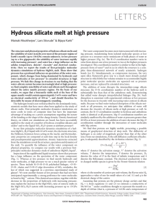 LETTERS Hydrous silicate melt at high pressure Mainak Mookherjee , Lars Stixrude
