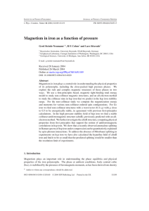 Magnetism in iron as a function of pressure Gerd Steinle-Neumann