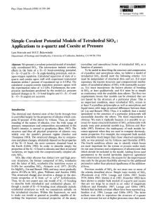 Simple  Covalent  Potential  Models  of Tetrahedral ... Applications  to  e-quartz  and  Coesite ...