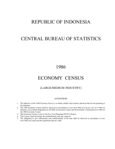 REPUBLIC OF INDONESIA CENTRAL BUREAU OF STATISTICS 1986 ECONOMY  CENSUS