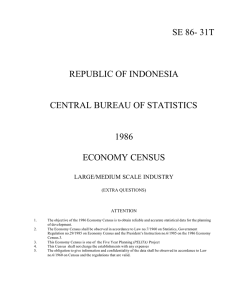 SE 86- 31T REPUBLIC OF INDONESIA CENTRAL BUREAU OF STATISTICS 1986