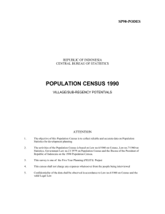 POPULATION CENSUS 1990 SP90-PODES REPUBLIC OF INDONESIA CENTRAL BUREAU OF STATISTICS