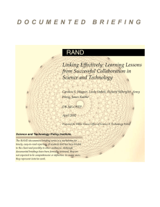 D O C U M E N T E D ... RAND Linking Effectively: Learning Lessons from Successful Collaboration in