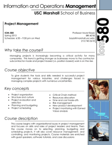 Management USC Marshall Project Management